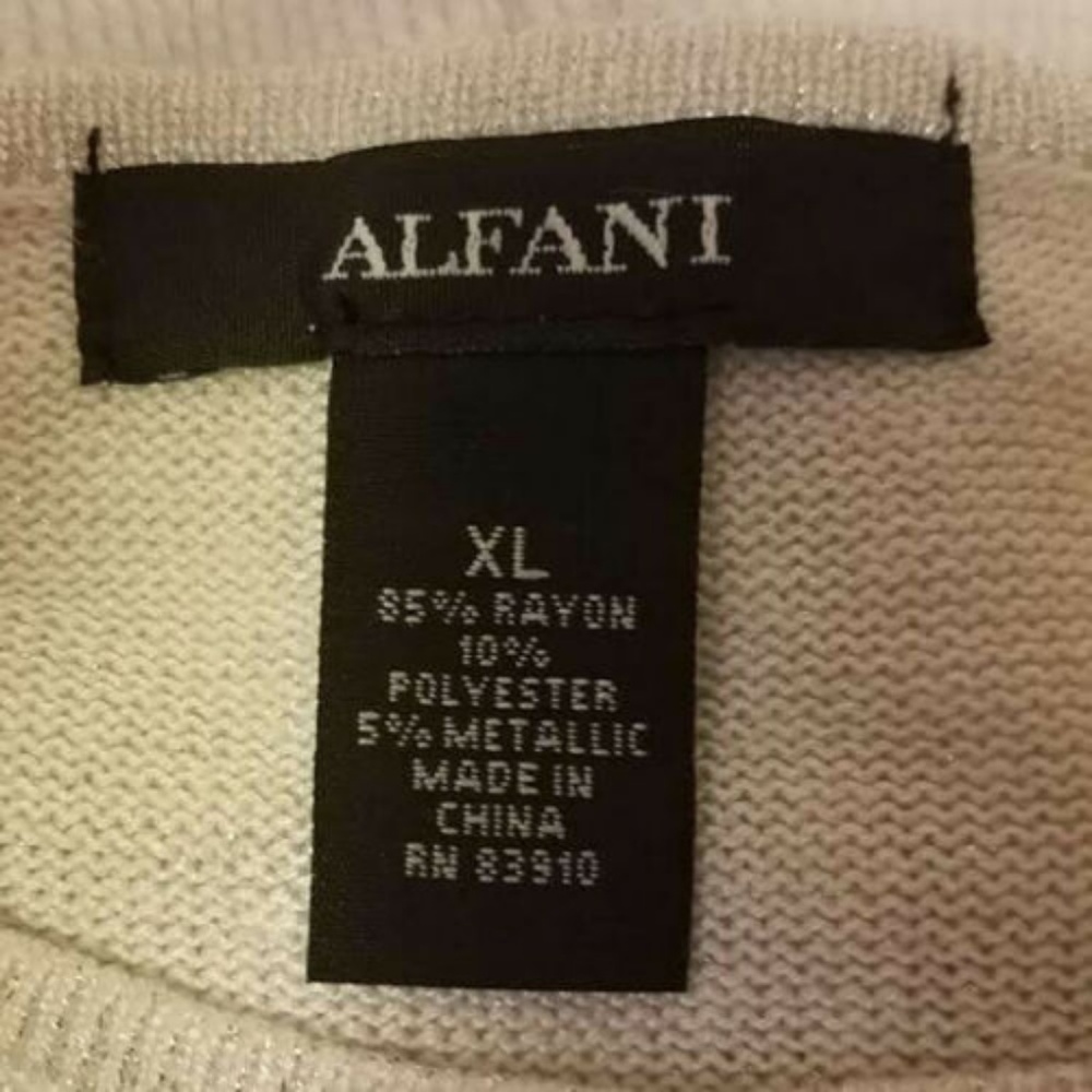 New Alfani Silver XL Glitter Knit Long Sleeve Top - Picture 6 of 7